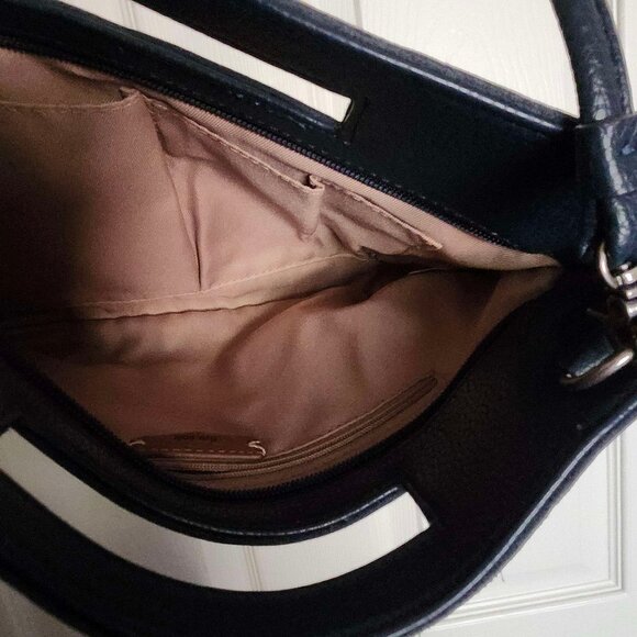 The Sak Blue Leather Handbag w/ Beaded Flowers - Picture 7 of 7